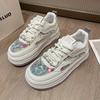 Модная платформа Повседневная белая обувь Женская Летняя Смешанный цвет Мягкая Дышащая Студенческая Обувь для скейтборда Модная Универсальная Zapatos Mujer Tenis