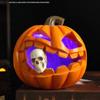 Halloween Pumpkin Decoration with Lights Halloween Spooky Skull Figurines Lantern Indoor Ornaments for Tabletop Desk Home
