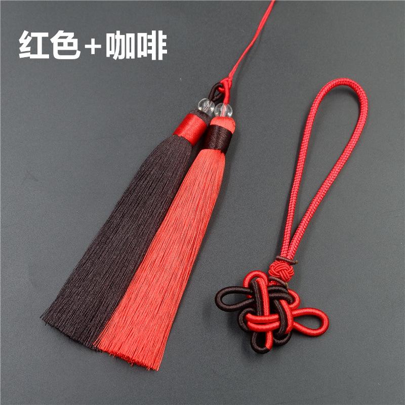 Двухцветная кисточка с китайским узлом, кисточка против морщин в китайском стиле, кисточка с китайским узлом, подвеска в этническом стиле, ухо из ледяного шелка.