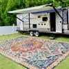 1pc Vintage Bohemian Outdoor Camping Mat - Machine Washable, Floral Pattern, Rectangular Shape, Rubber Backing, Perfect for Patio, RV Camping