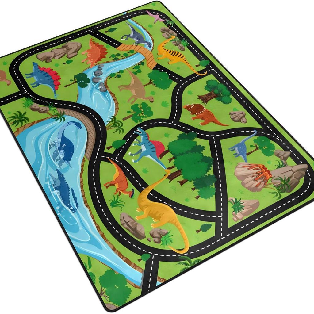 Детский коврик-головоломка с изображением шоссе из мультфильма - забавный игровой коврик с дорожной картой для детей и комнат родителей и детей