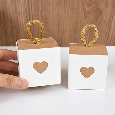 10/50 шт. Белые Коричневые Подарочные Коробки для Конфет в Форме Сердца Свадебные Сувениры для Гостей Вечеринка по Случаю Дня Рождения Детский Праздник Коробка для Упаковки Шоколадного Печенья