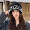 Autumn and Winter Ear Protecting Lettered Beanie Hat Versatile Large Head Circumference Small Face Small Warm Woolen Hat