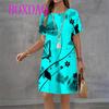 Elegant Colorful butterfly print Women Dress Spring Summer New Casual A-Line Dress Cute Sweet Short sleeve Loose Women Sundress