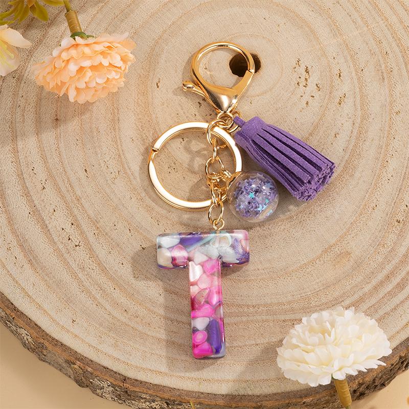 1 шт., держатель для ключей, подарок ручной работы, сумка с алфавитом AZ, кулон, брелок с кисточками и блестками, аксессуары для ключей