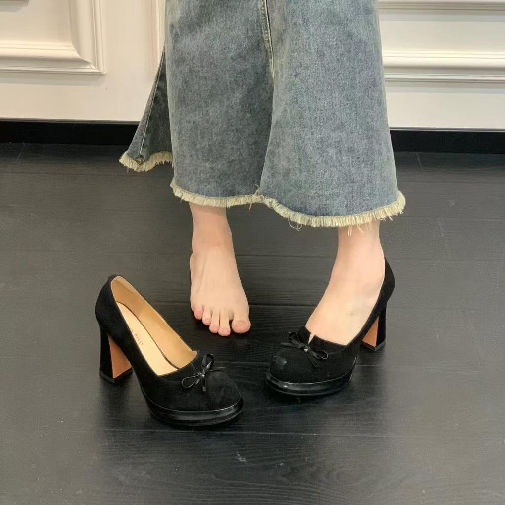 2025 новый ретро-британский стиль банта, иностранный стиль и универсальность, чистое желание для невысоких людей увеличить рост и показать ноги, длинные высокие каблуки