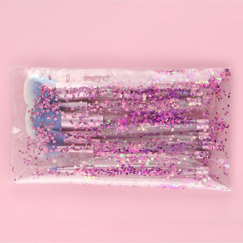 Набор кистей для макияжа с прозрачной ручкой, 7 наборов кистей, веерообразные кисти для макияжа, полный набор кистей для глаз, косметические инструменты