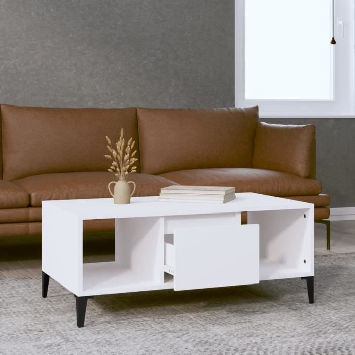 821068 vidaXL Coffee Table White 90x50x36.5 Cm Engineered Wood