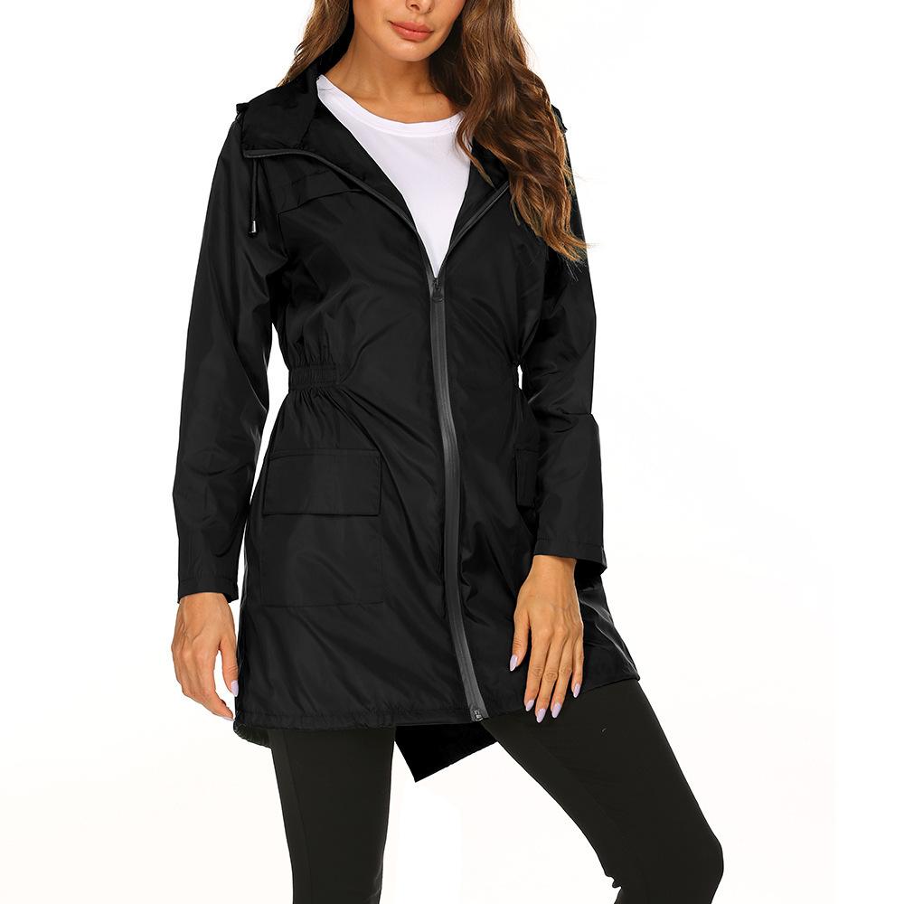 Autumn Winter Women's Jacket with Waist Cinched Hooded Lightweight Suit Windcheaters Jackets