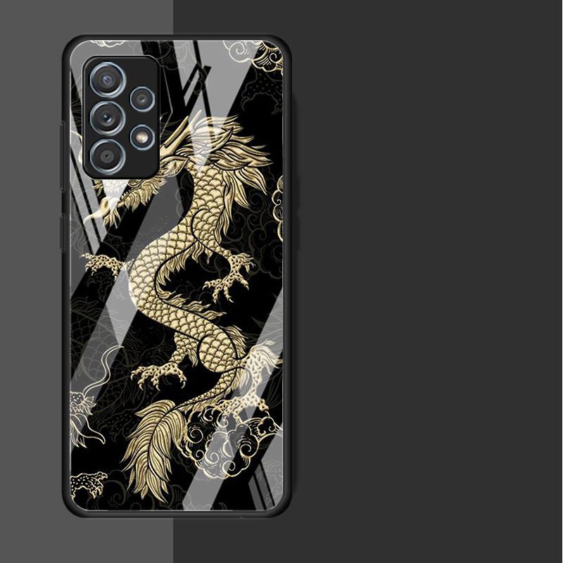 Чехол Dragon Animal Glass для Samsung Galaxy A52 A71 A50 A51 A70 A21s A31 A72 A10 A12 A30 A22 5G Phone Cover