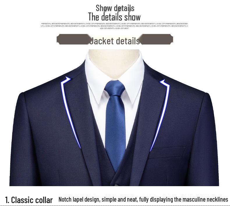Мужской приталенный костюм в корейском стиле - Формальный деловой наряд-тройка для жениха или свидетеля