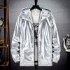 Men's Spring and Fall Waterproof Casual Glossy Jacket Plus Size Handsome Hooded Sports Coat