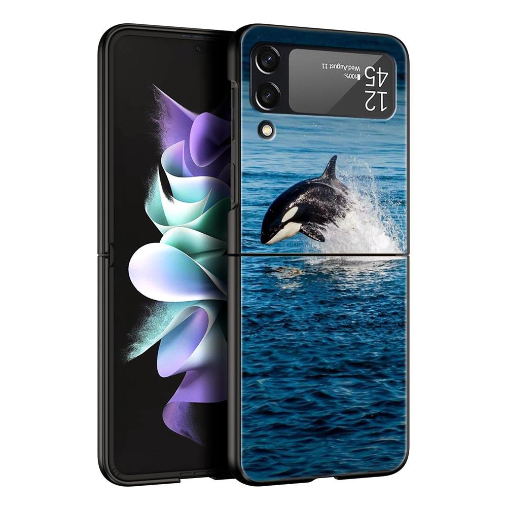 Океанская косатка милая косатка Чехол для телефона Samsung Galaxy Z Flip3 Flip4 Flip5 PC Корпус для Z Flip 3 4 5 Жесткая складная крышка
