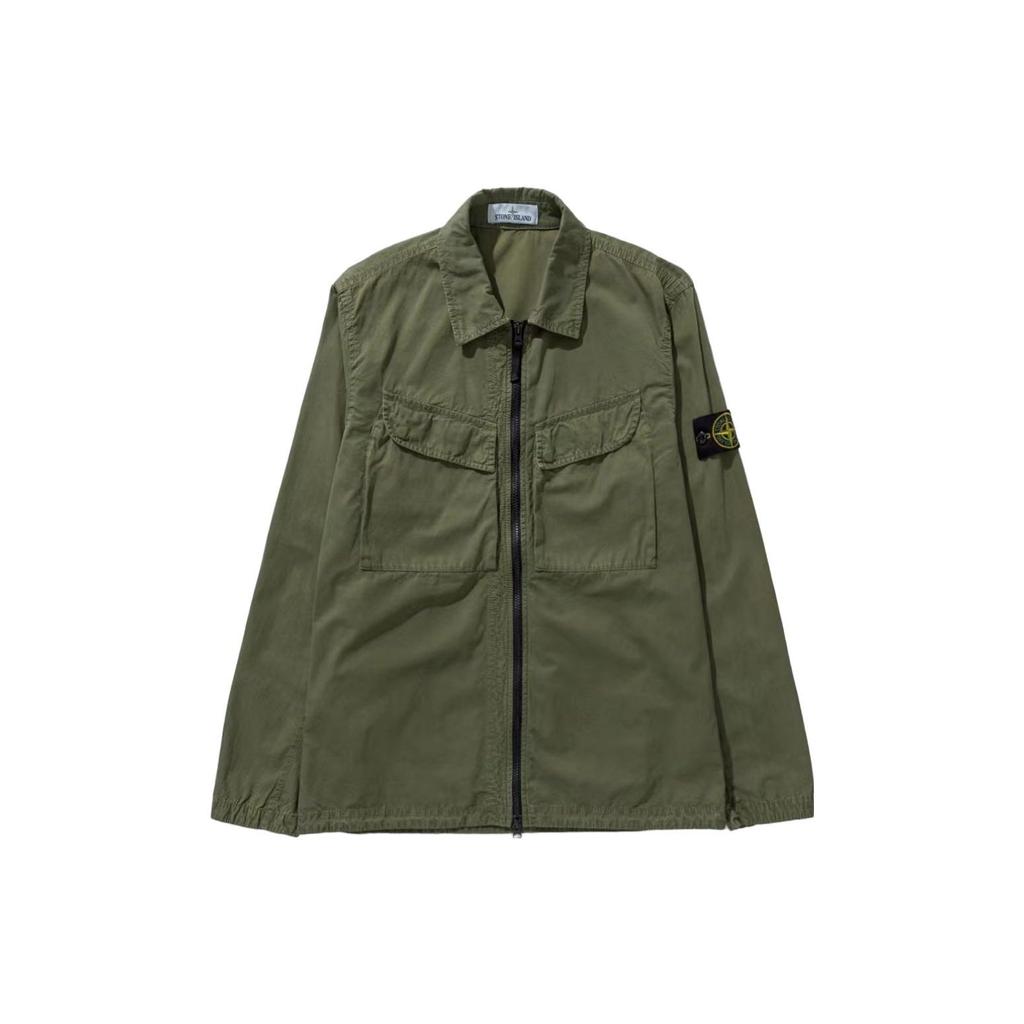 STONE ISLAND Overshirt Olive Men Tops Green 7715101WN-V0158