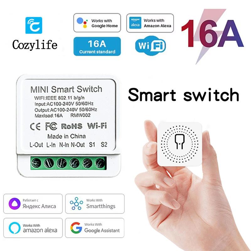 Cozylife Мини WiFi Умный Выключатель 16/20А Реле для Alexa и Google Home Приложение Удаленное и Голосовое Управление DIY Режим Таймер Домашняя Автоматизация