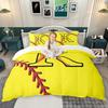 Homewish Softball Baseball Duvet Cover Set, Sports Initial Comforter Cover Set, Personalized Monogrammed Bed Set