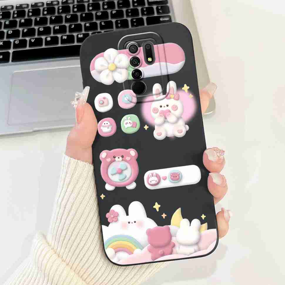 For Xiaomi Redmi 9 Case Cute Cartoon Rabbit Cat Soft Silicone Cover For Redmi 9 M2004J19AG M2004J19G Bumper Phone Case Funda