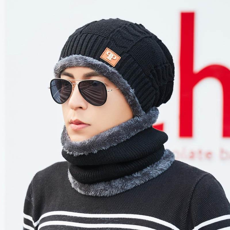 Зимняя мужская женская теплая лыжная шапка-бини шерстяной вязаный снежный головной убор шапка-череп шарф балаклава