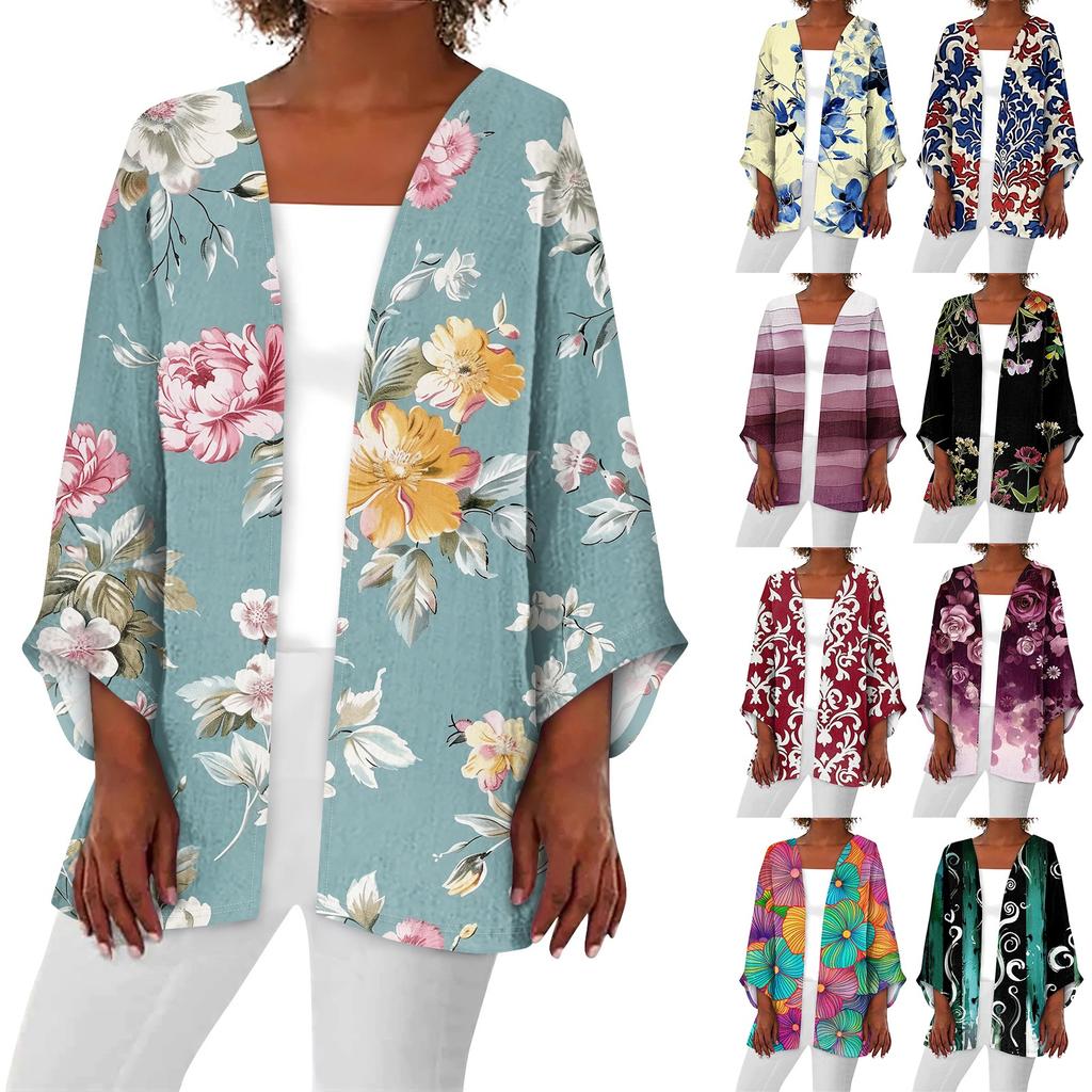 Женская повседневная модная легкая куртка средней длины с принтом в стиле ретро, кардиган