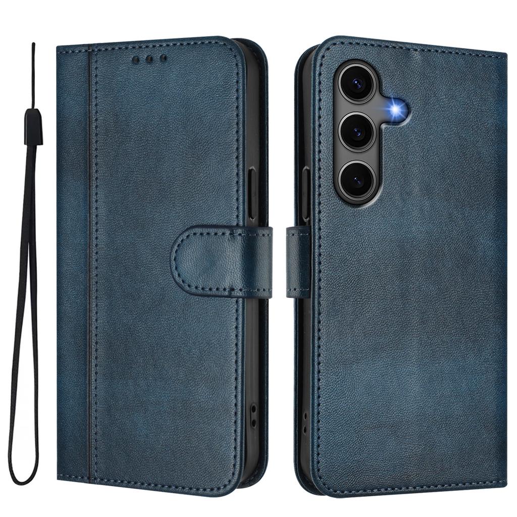 For Samsung Galaxy S24+/Galaxy S25+ Cases Wallet Stand Retro Texture Leather Phone Cover with Lanyard
