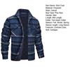 Men Spring Coat Lapel Long Sleeve Plaid Print Soft Contrast Color Keep Warm Cardigan Plus Size Men Shirt Coat for Daily Wear