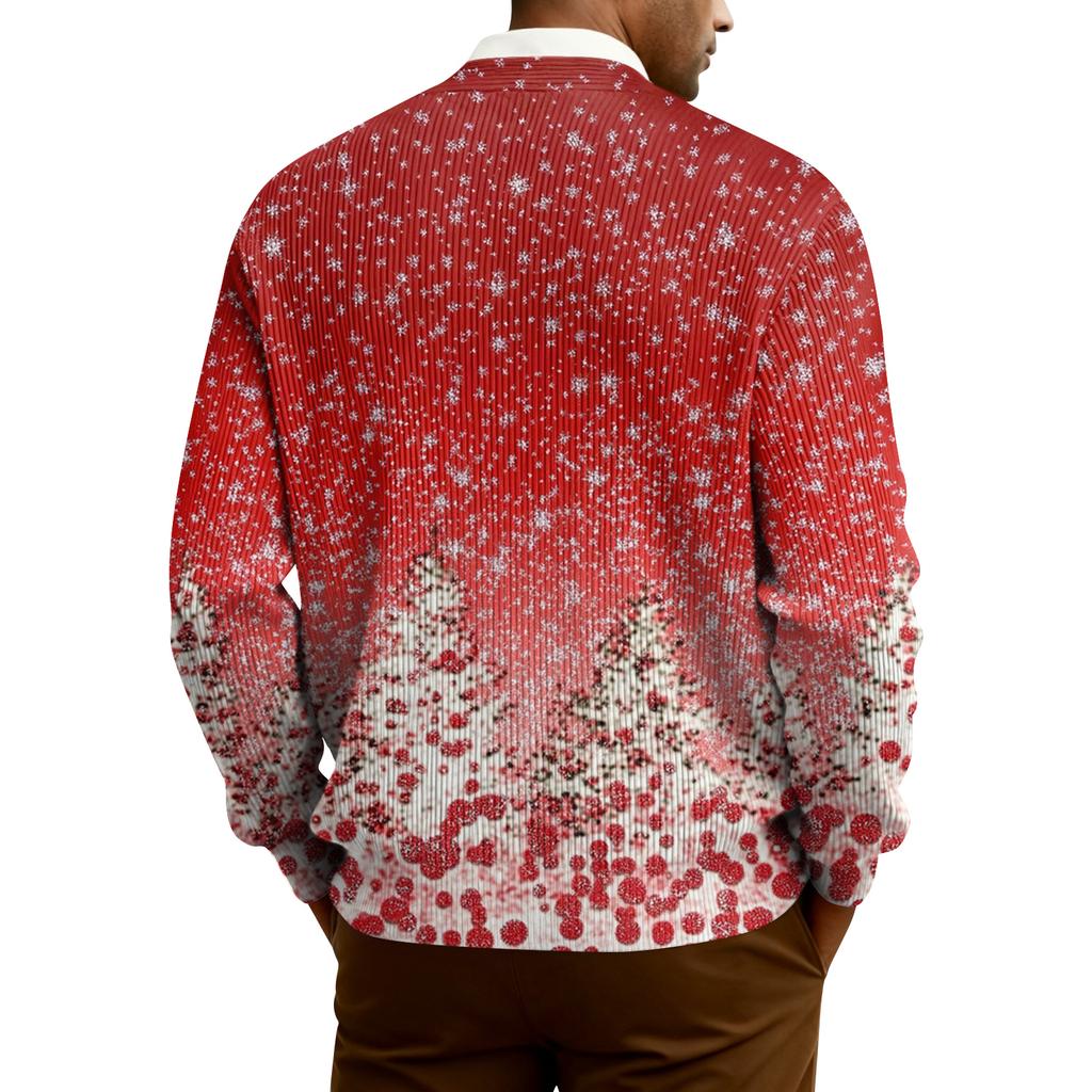 Мужской кардиган с длинным рукавом, рубчатой вязки