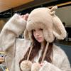 2025 Christmas Plush Reindeer Antlers Hat with Pom-Poms, Thickened Ear Protection, Cold-Proof, Warm Winter Cycling Lei Feng Cap