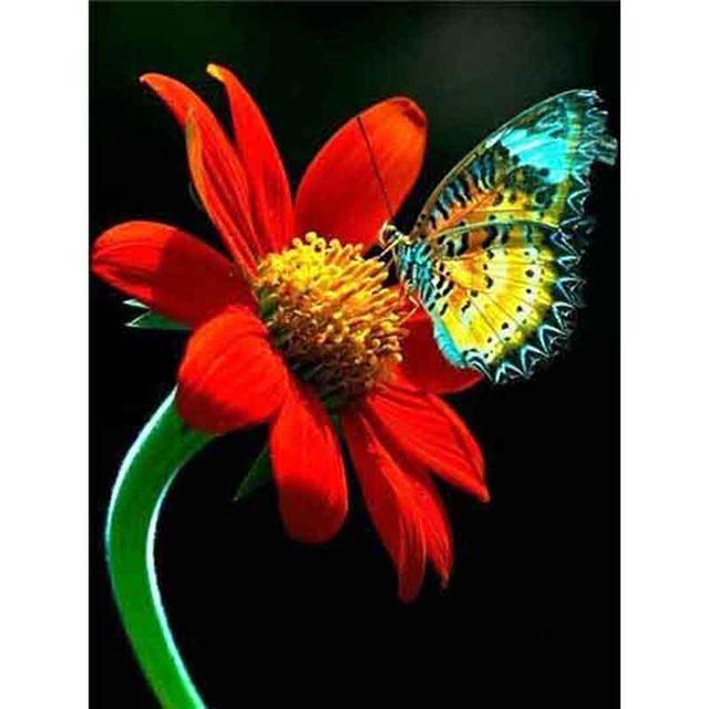 DIY 5D Diamond Painting Butterfly Full Round Drill Diamond Embroidery Flowers Cross Stitch