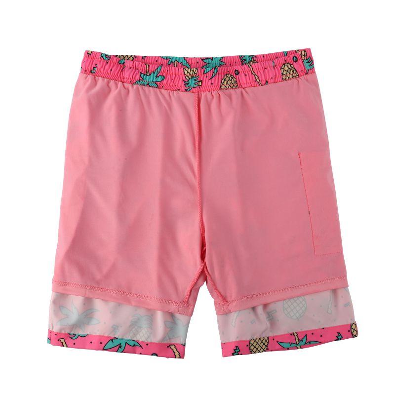 Men's Summer Double-layered Shorts Drawstring Swim Trunks Beach Printed Swim Pants with Pocket