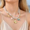 Fashion Bohemian Vacation Ocean Element Pendant Green Ribbon Necklace Women'S Stainless Steel 2653