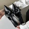 Sexy Flower Luxury Design Sandals Pointed Toe Thin Low Heels Women Pumps Elegant Slingback Party Shoes Mules Zapatos De Mujer