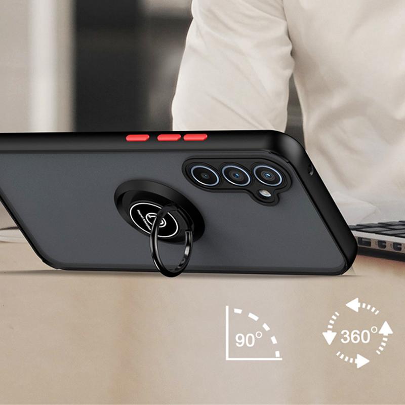 Funda A55 5G Stand Matte Phone Case For Samsung Galaxy A55 A54 A14 A35 A25 A15 Magnetic Ring Folding Bracket Frosted Back Cover