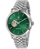 Epoca Stainless Steel Open Heart Green Dial Automatic R8823118010 100M Men's Watch