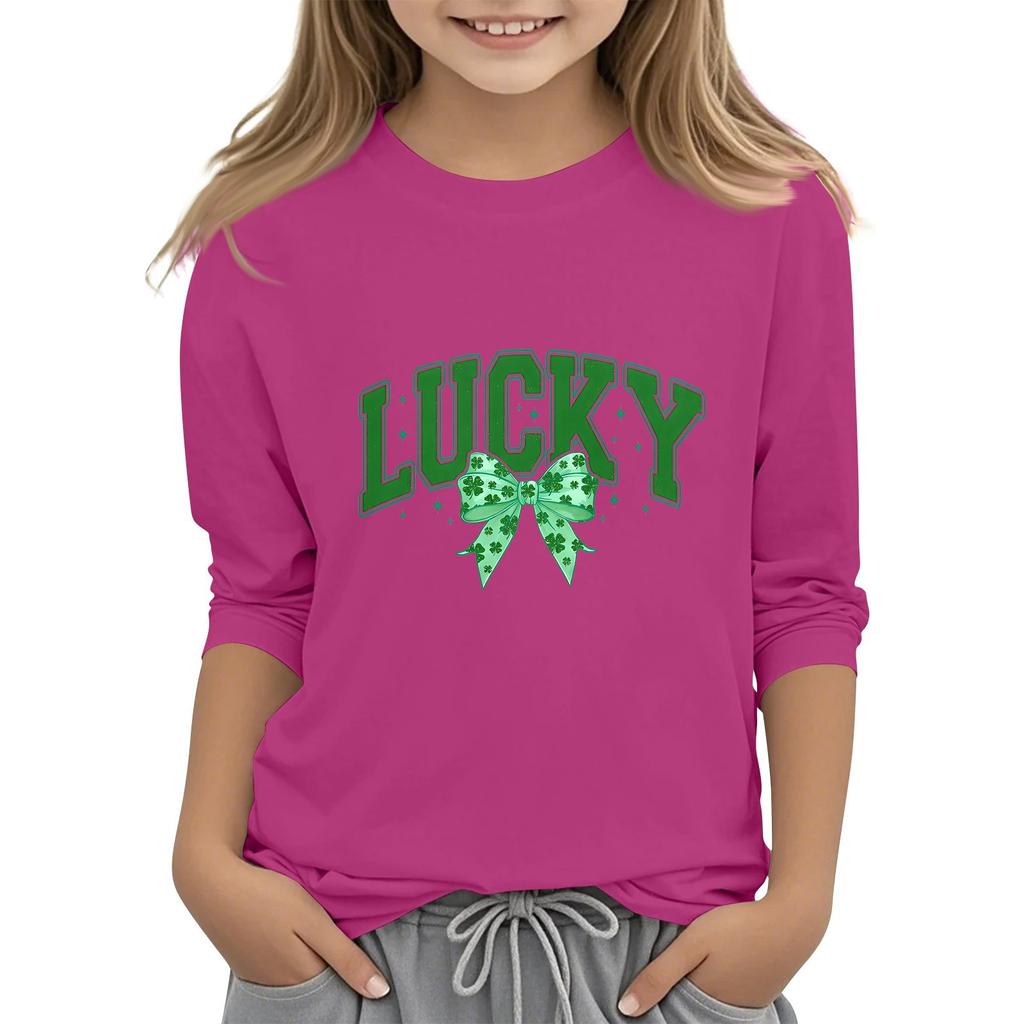 Детская повседневная футболка с принтом в виде воротника с надписью «Св. Патрик» и рукавами длиной 7 минут