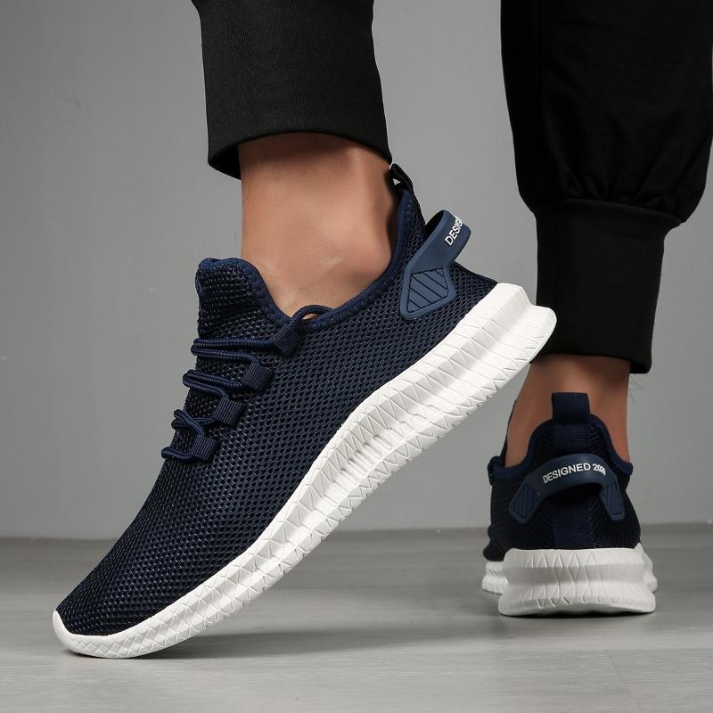 Новые модные мужские кроссовки из сетки, повседневная обувь на шнуровке, легкие, удобные, вулканизированные, теннисные, Zapatillas Hombre, большие