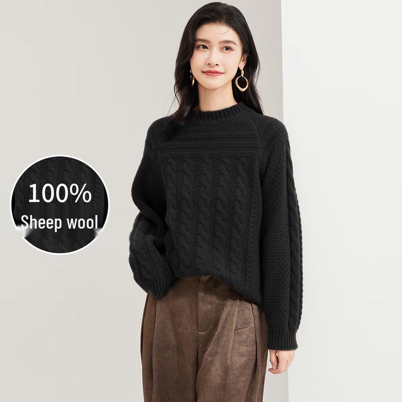 Женский пуловер из 100% мериносовой шерсти, вязаный косами