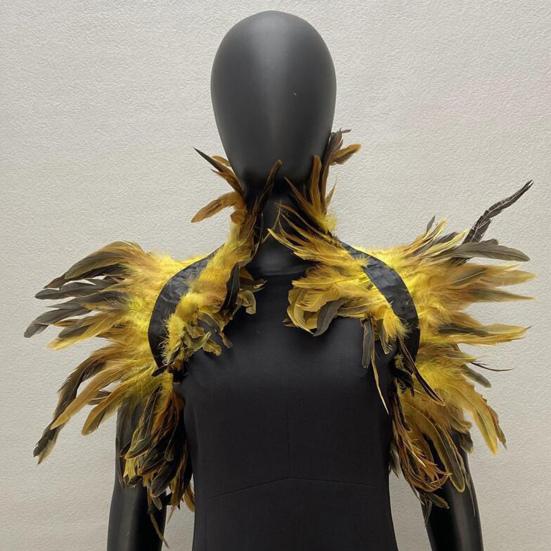 Gothic Feather Shrug Cape for Women Victorian Shoulder Wrap Shawl Collar for Halloween Cosplay Party Costume Accessories