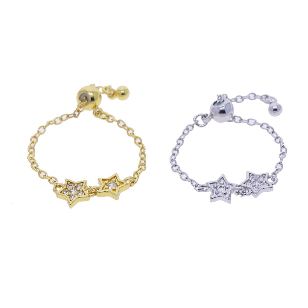 Mini Tassel Chain Link Cute Star Adjustable Ring for Women Girls Lady Resizable Ring With Mini Small Ball Jewelry