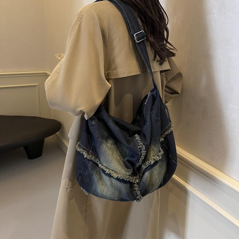 Большая джинсовая сумка-подушка Женская 2025 Новая Ретро Повседневная Сумка-тоут