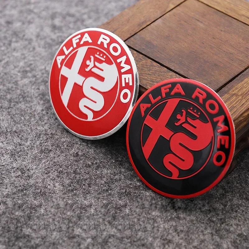 For Alfa Romeo 2026 Hot Sticker Car Hood Front Rear Trunk Steering Wheel hub sticker Emblem Badge For Alfa Romeo 159 147 Giuliet