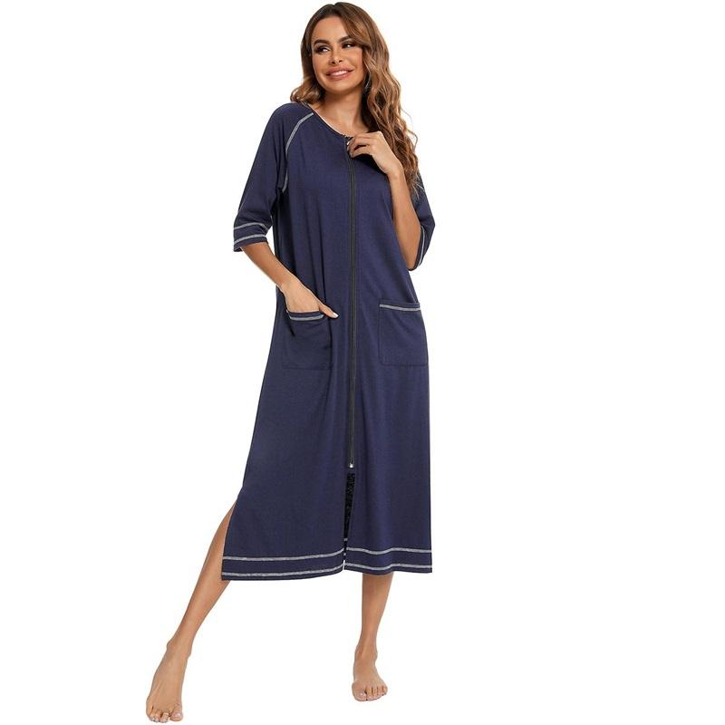 Женский халат для беременных на молнии с длинным рукавом 3/4, халат для родов в больнице, ночные рубашки для кормления, домашний халат, шезлонг, одежда для сна