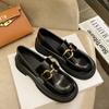 Women's Soft-soled Small Leather Shoes Autumn Temperament Wear Black One-pedal Comfortable Single Shoes