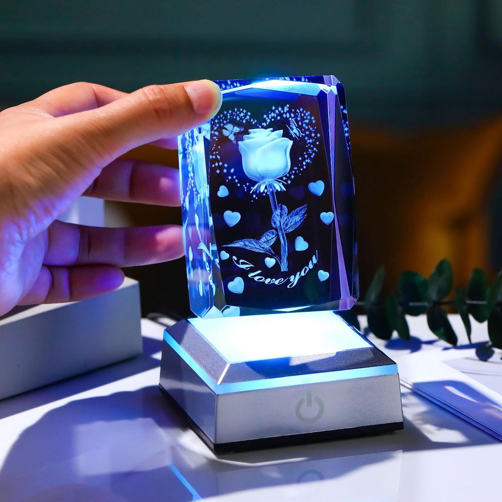 Kertari Подарок на годовщину Ее лечебные товары Женщины Популярный K9 Crystal Rose Искусственный цветок Свет День рождения Подарок на пенсию Валентина Свадьба