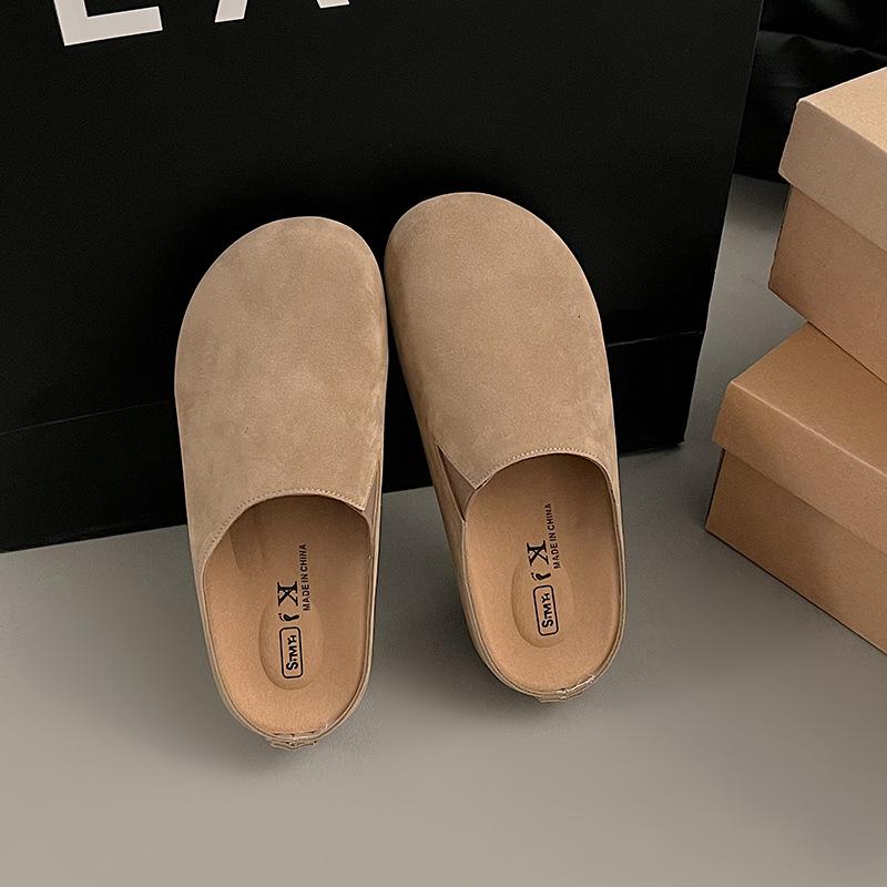 Простые сумки-головы полутапочки женские для улицы на плоской подошве весенние новые однопедальные из мягкой кожи балетки