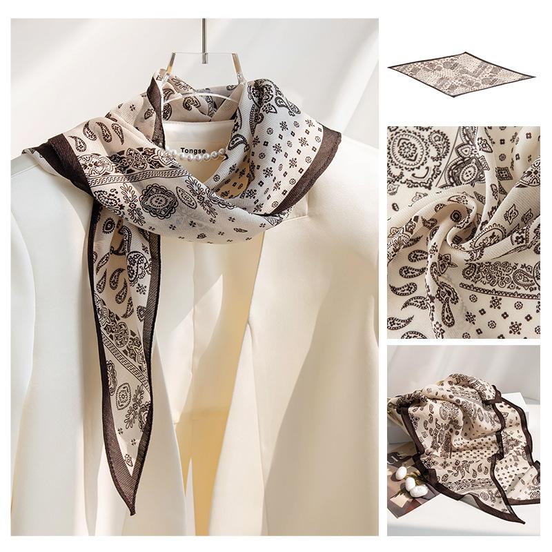 New Wool Silk Scarf for Women Fashionable and Versatile Long Strips High-end Printed Neck Scarf Exterior