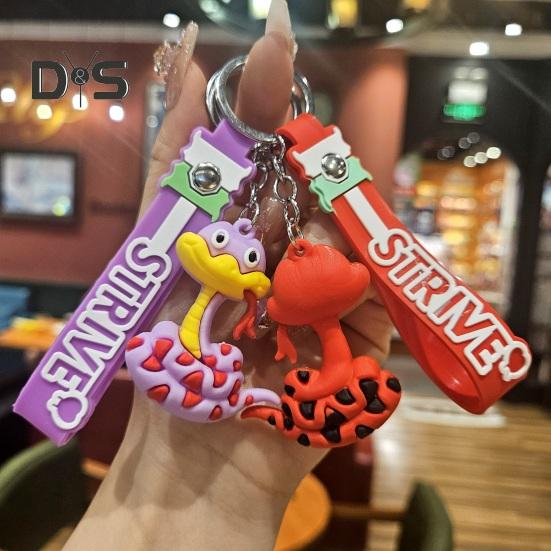 Cool Keychain PVC Snake Charm Decorative Keyring with Lanyard Car Handbag Backpack Phone Luggage Accessories