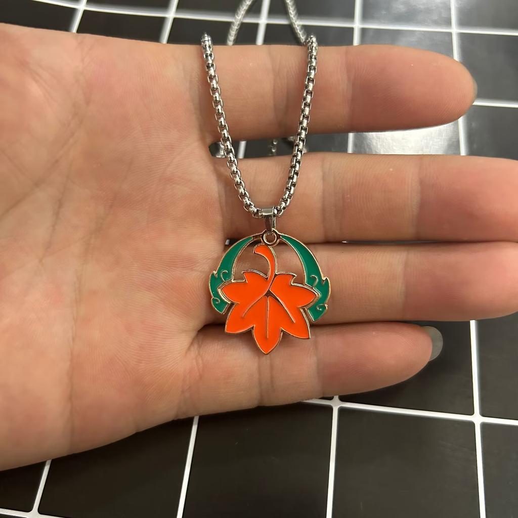 Ожерелье из титановой стали 3 стиля цепочки кулон Genshin Impact кленовый лист анимация игра ювелирное украшение подарок для фанатов