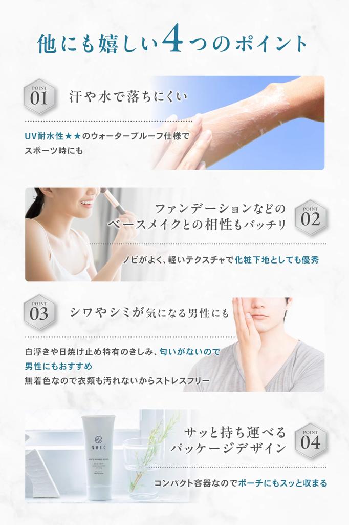 NALC Niacinamide Sunscreen Gel for Whitening, Wrinkle Reduction, and Anti-Blemish Treatments, Sensitive Skin, SPF50+ PA++++, Quasi-drug, 60g