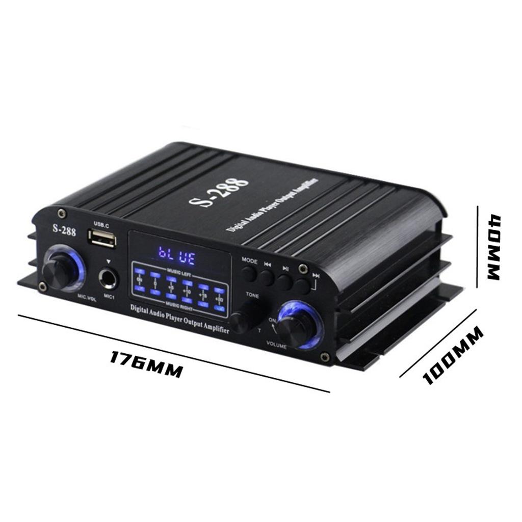 S-288 Mini Audio Power Amplifier 4.1-Channel Digital BT5.0 Amplifier 50W*4 Home Audio Receiver