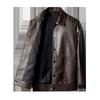 Осенью и зимой новая кожаная куртка мужская модная повседневная легкая деловая куртка с лацканами плюс бархат сезонная удобная и теплая тонкая кожаная куртка